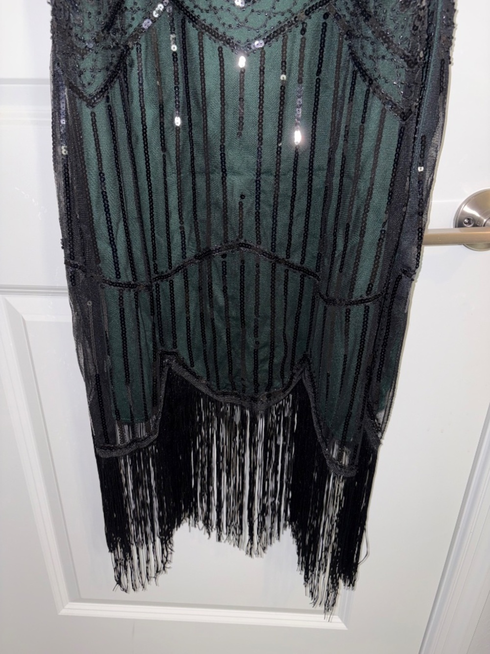 Women's 1920s Flapper Dress Peacock Boy's Charleston Gatsby Sequin Tassel Hem XL - Picture 8 of 14